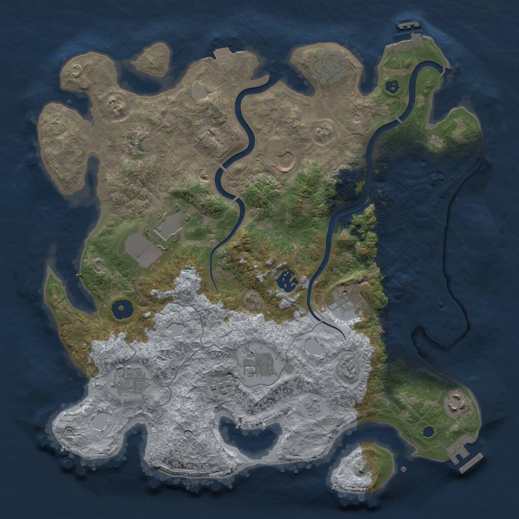 Rust Map: Procedural Map, Size: 3800, Seed: 1984603005, 16 Monuments