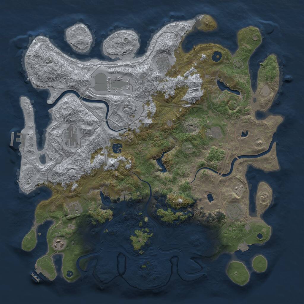 Rust Map: Procedural Map, Size: 4500, Seed: 77885544, 16 Monuments