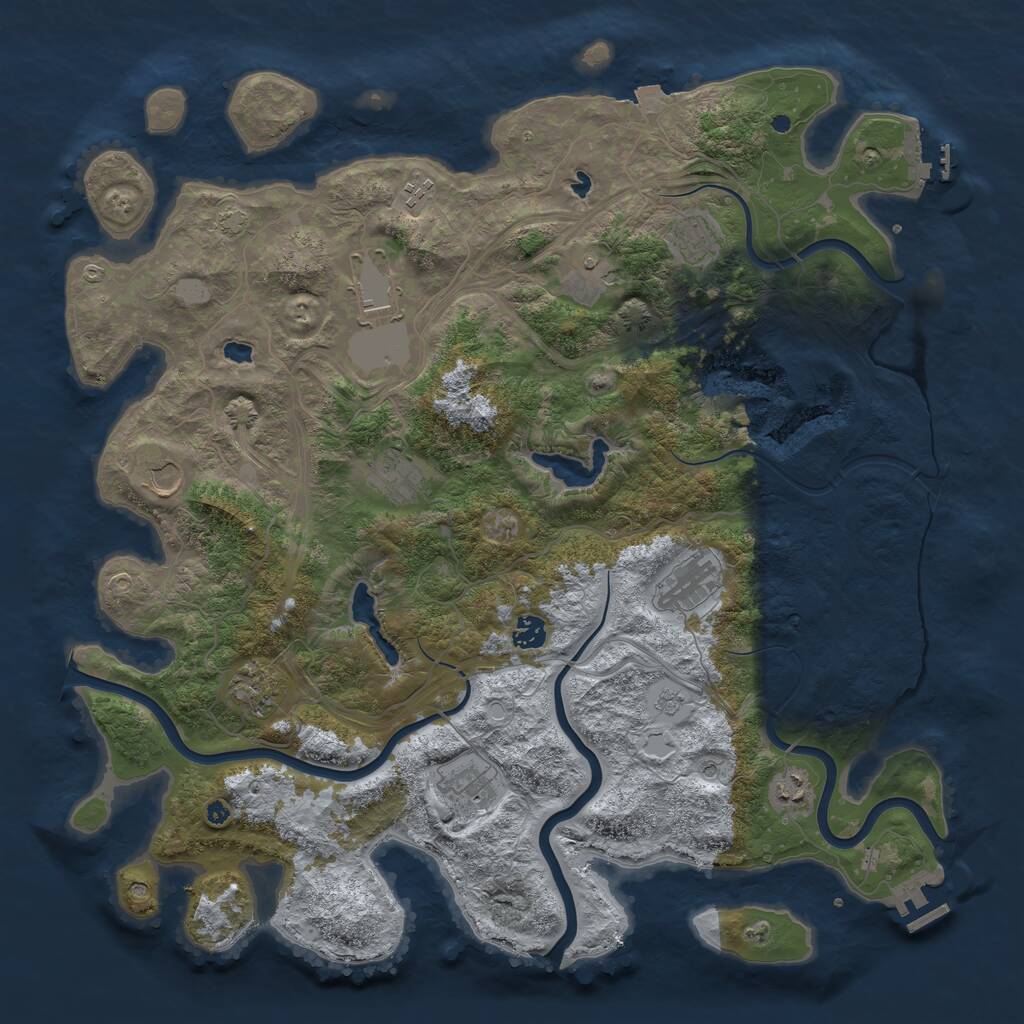 Rust Map: Procedural Map, Size: 4500, Seed: 1275637383, 17 Monuments