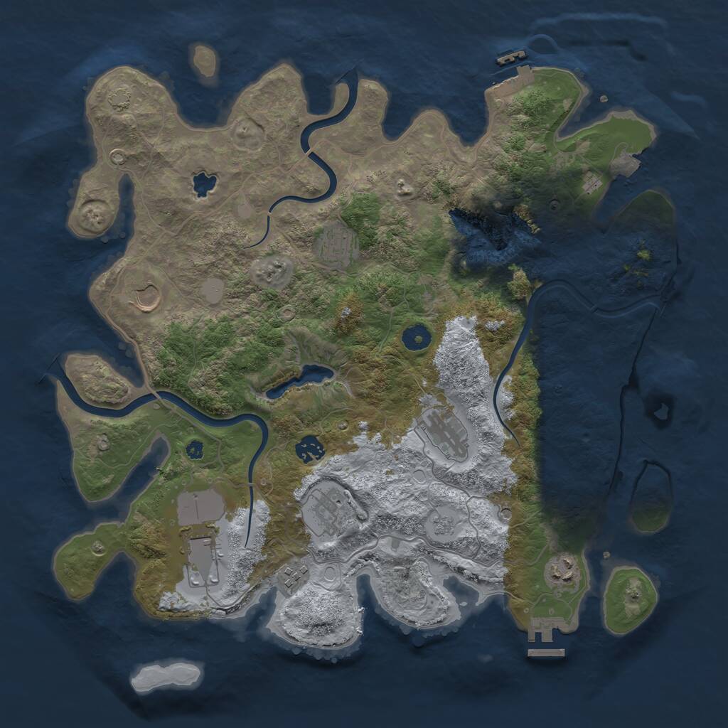 Rust Map: Procedural Map, Size: 4000, Seed: 222188381, 14 Monuments