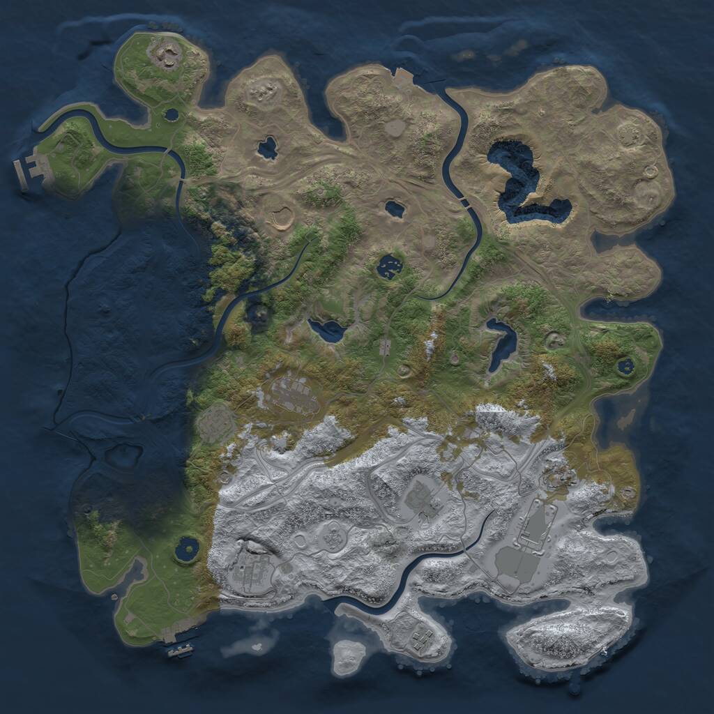 Rust Map: Procedural Map, Size: 4500, Seed: 105334342, 16 Monuments