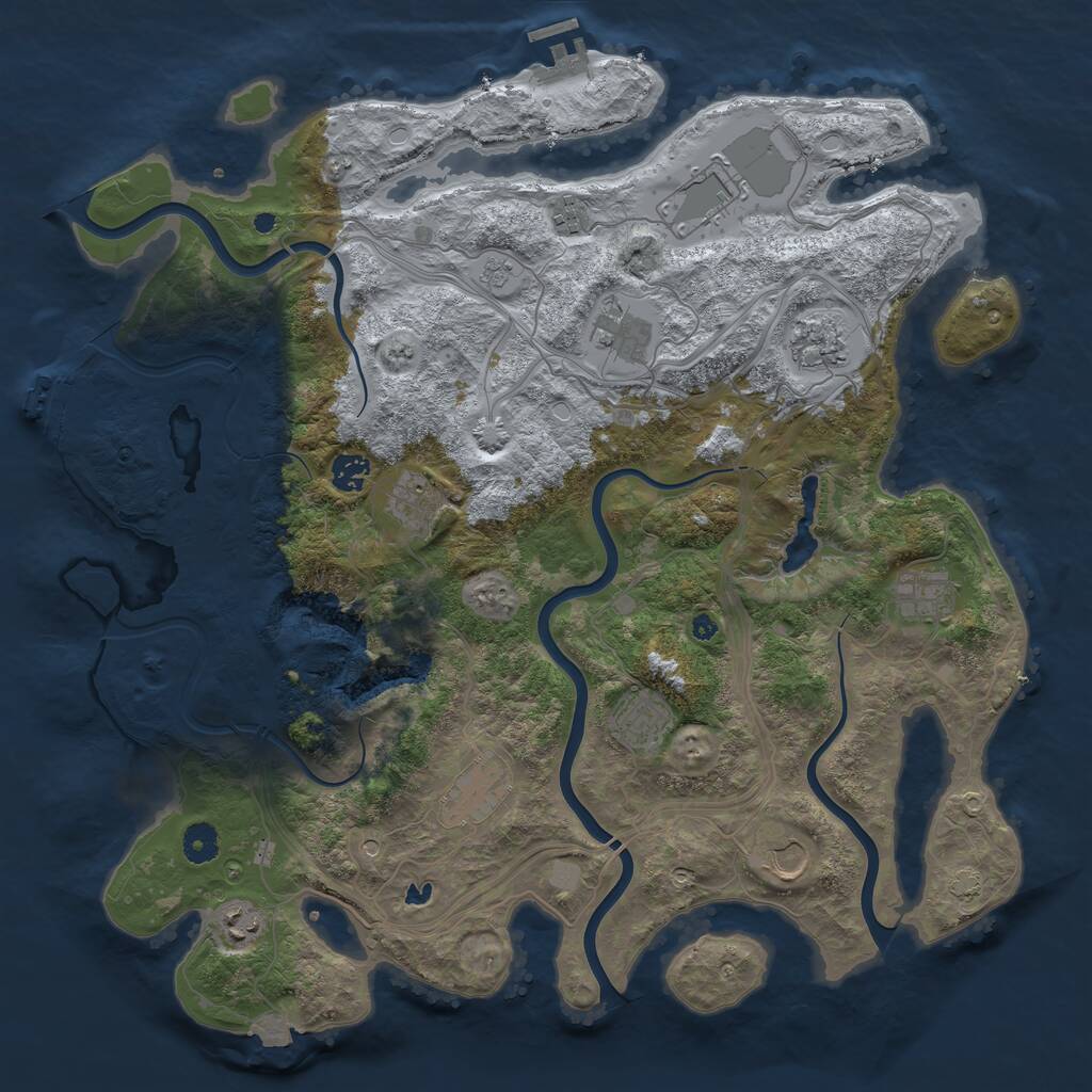 Rust Map: Procedural Map, Size: 4250, Seed: 2104277925, 17 Monuments