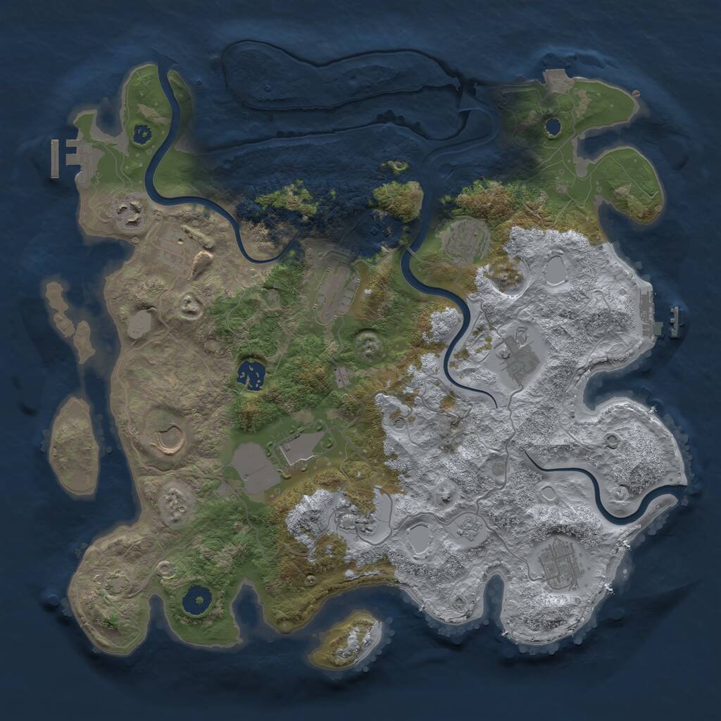 Rust Map: Procedural Map, Size: 3750, Seed: 574824854, 17 Monuments