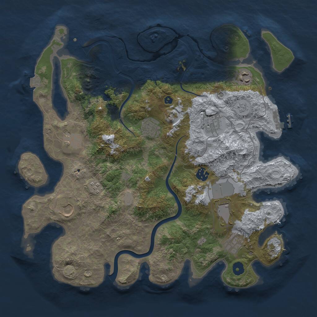 Rust Map: Procedural Map, Size: 3800, Seed: 1205857869, 14 Monuments
