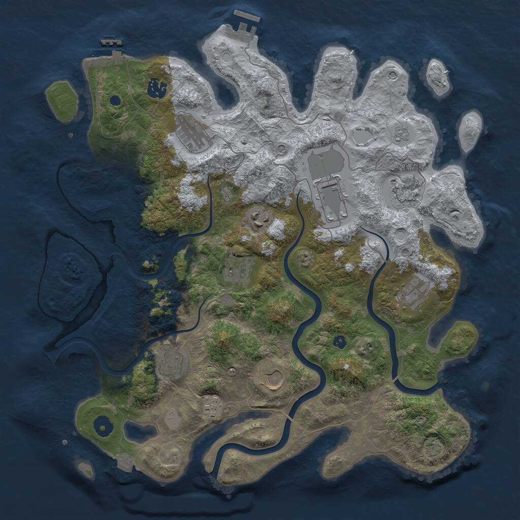 Rust Map: Procedural Map, Size: 3900, Seed: 631546654, 16 Monuments