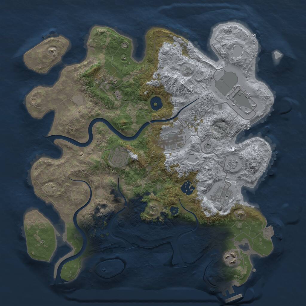 Rust Map: Procedural Map, Size: 3500, Seed: 5482, 13 Monuments