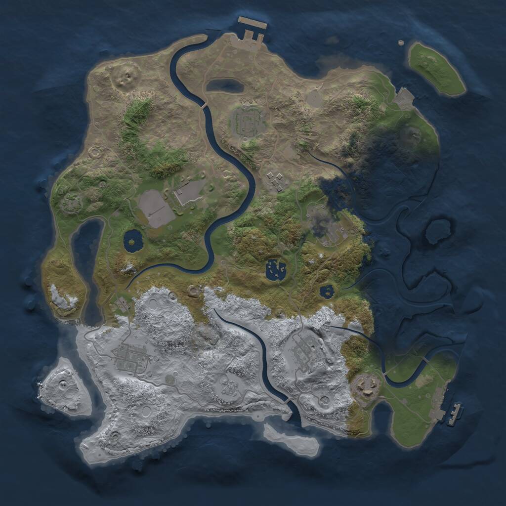 Rust Map: Procedural Map, Size: 3500, Seed: 1081387352, 14 Monuments