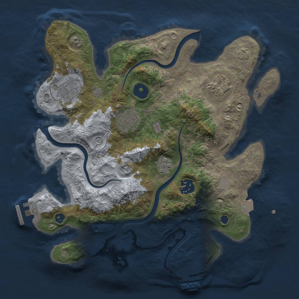 Rust Map: Procedural Map, Size: 3000, Seed: 1091111180, 10 Monuments