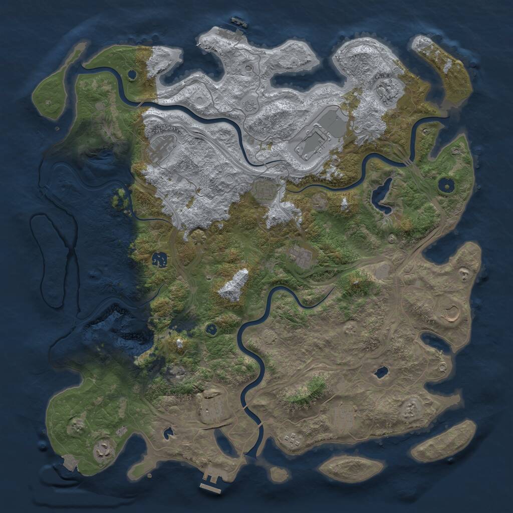 Rust Map: Procedural Map, Size: 4800, Seed: 1831009885, 17 Monuments
