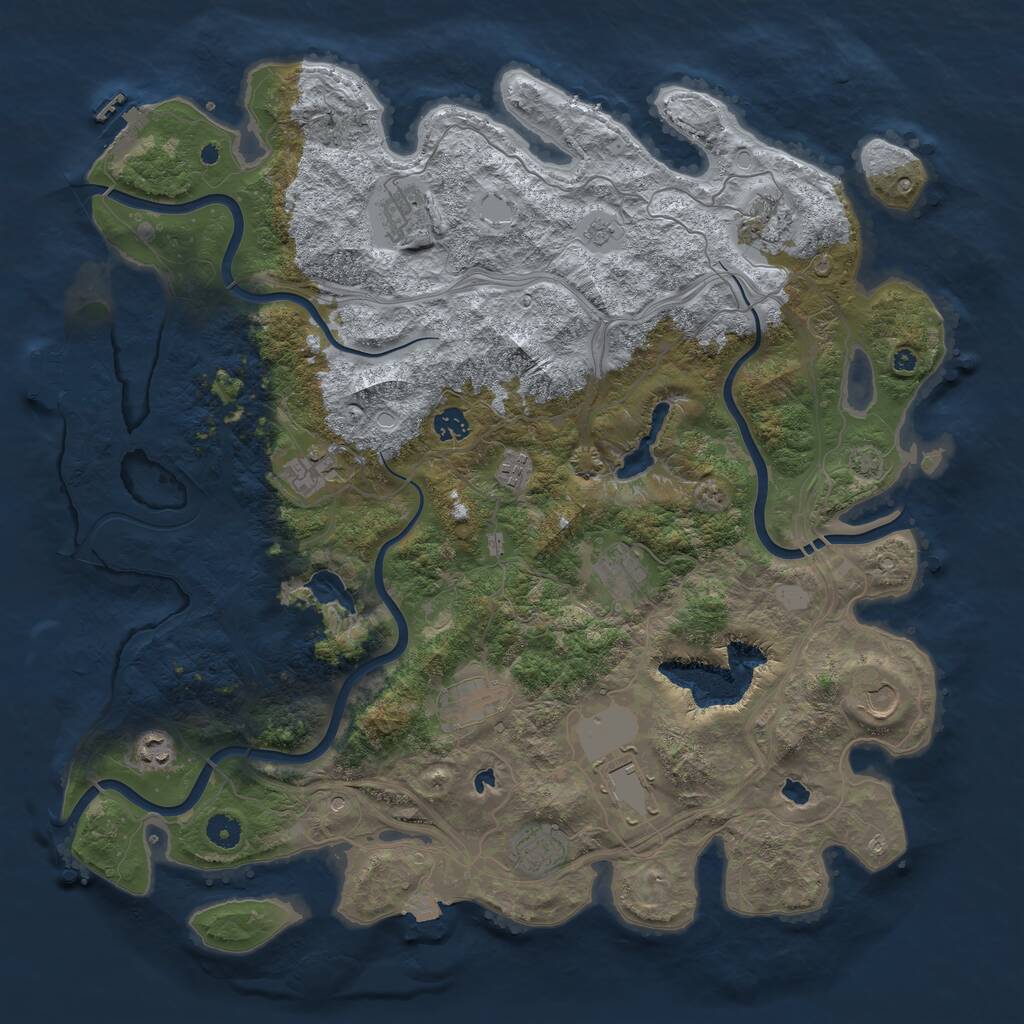 Rust Map: Procedural Map, Size: 4500, Seed: 2103612671, 17 Monuments