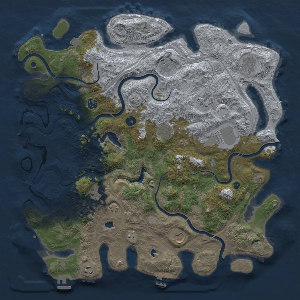 Rust Map: Procedural Map, Size: 4500, Seed: 387467043, 16 Monuments