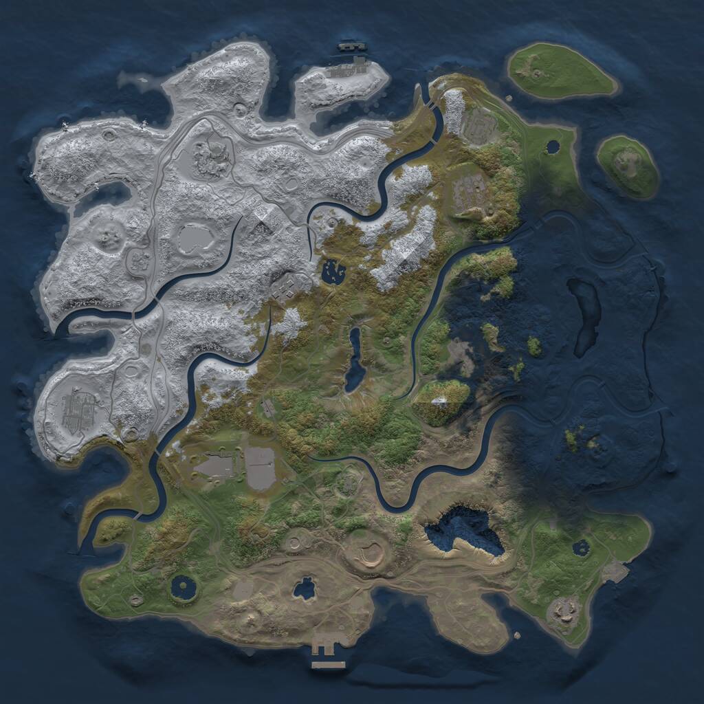 Rust Map: Procedural Map, Size: 4250, Seed: 627962125, 16 Monuments
