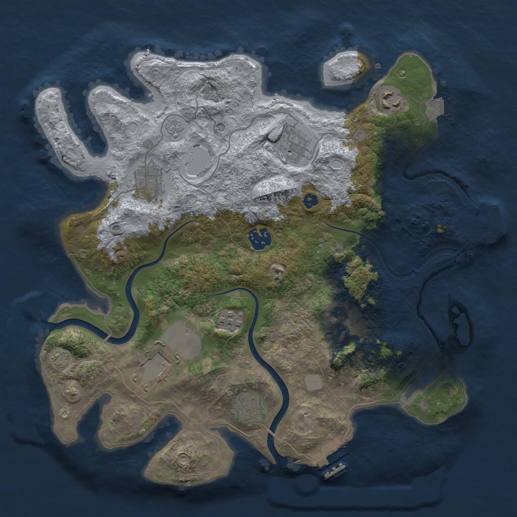 Rust Map: Procedural Map, Size: 3500, Seed: 2010346869, 14 Monuments