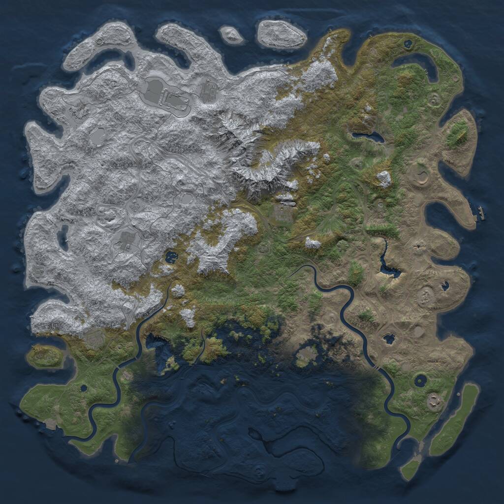 Rust Map: Procedural Map, Size: 6000, Seed: 1166122700, 17 Monuments
