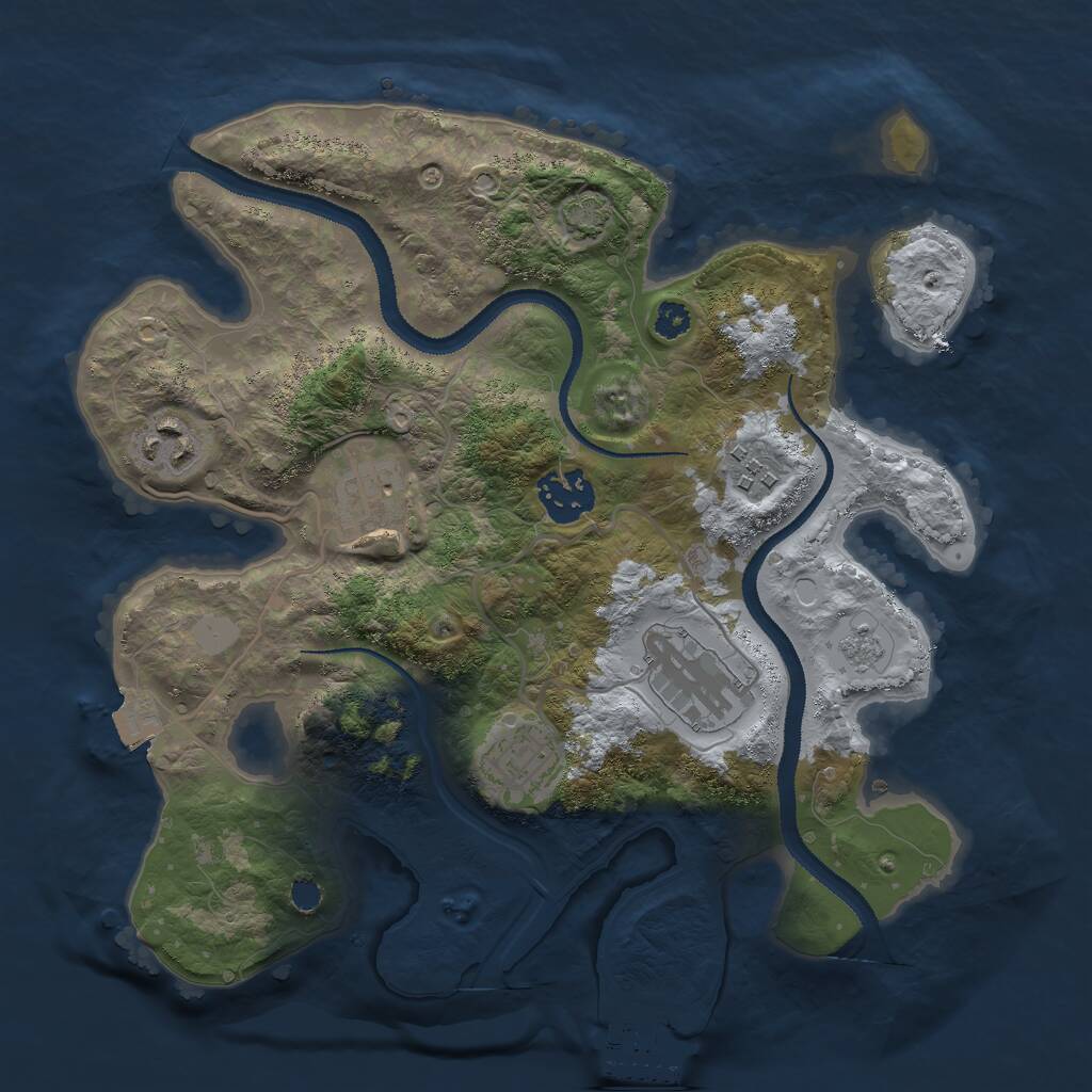 Rust Map: Procedural Map, Size: 3000, Seed: 1629204180, 10 Monuments