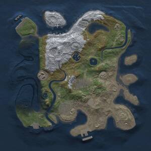 Thumbnail Rust Map: Procedural Map, Size: 3000, Seed: 1075607710, 10 Monuments