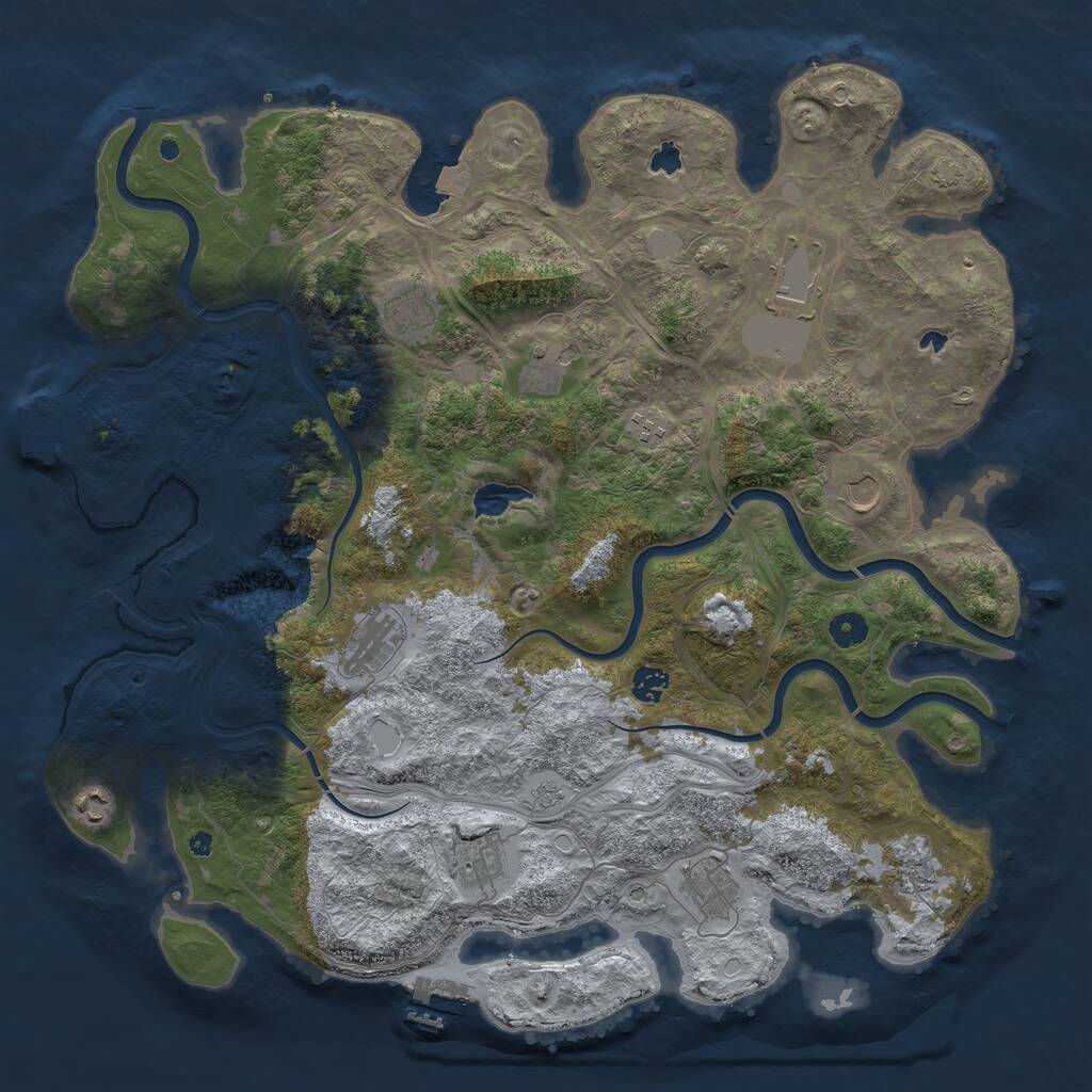 Rust Map: Procedural Map, Size: 4500, Seed: 233671883, 17 Monuments