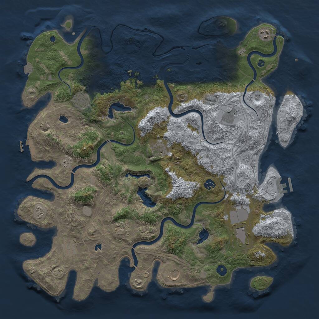 Rust Map: Procedural Map, Size: 4500, Seed: 2072927975, 16 Monuments