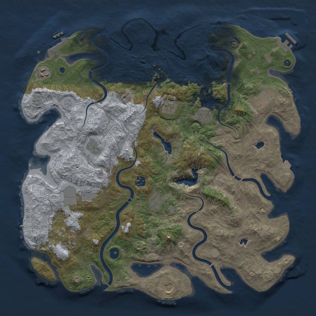 Rust Map: Procedural Map, Size: 4500, Seed: 4888451, 17 Monuments