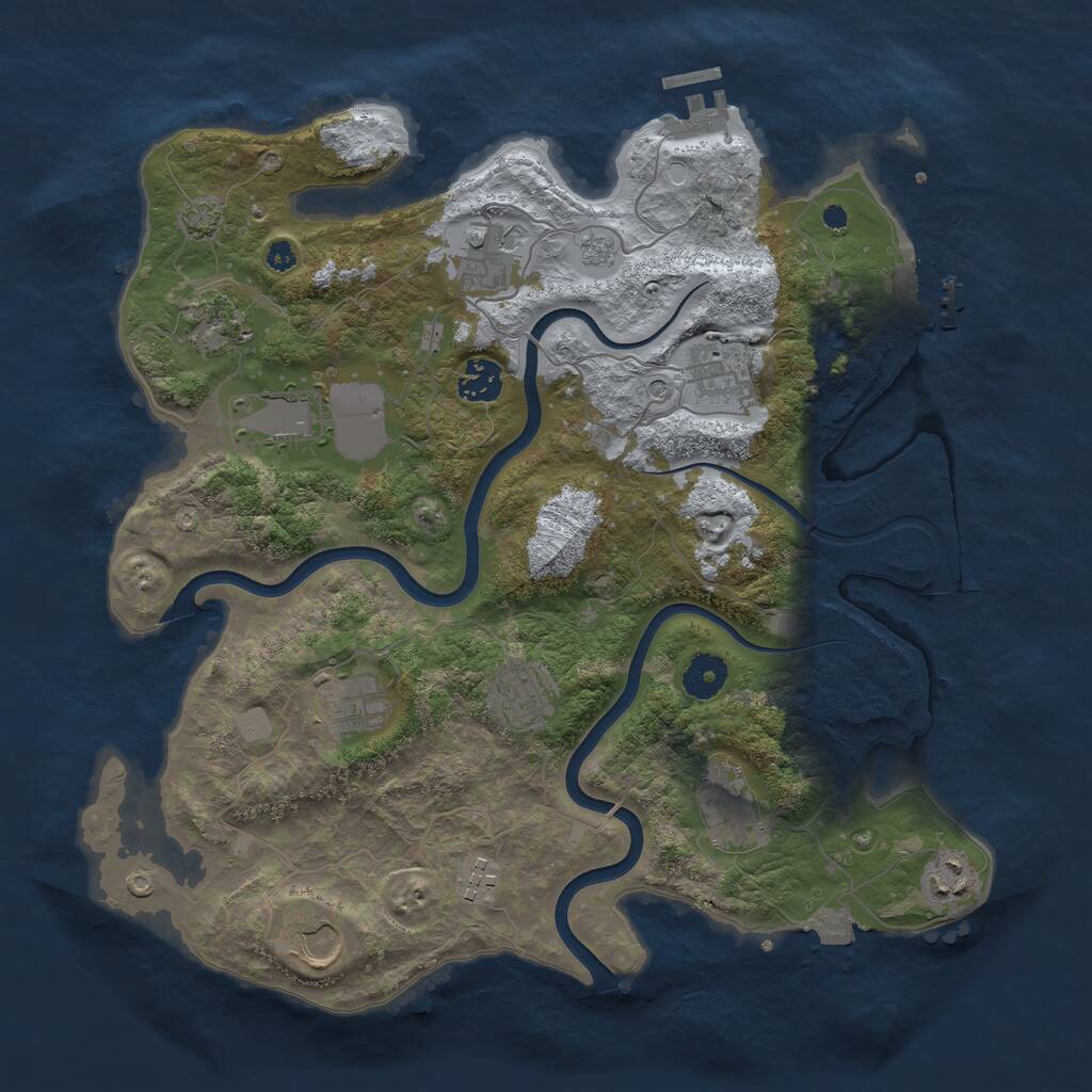 Rust Map: Procedural Map, Size: 3700, Seed: 1212853663, 17 Monuments