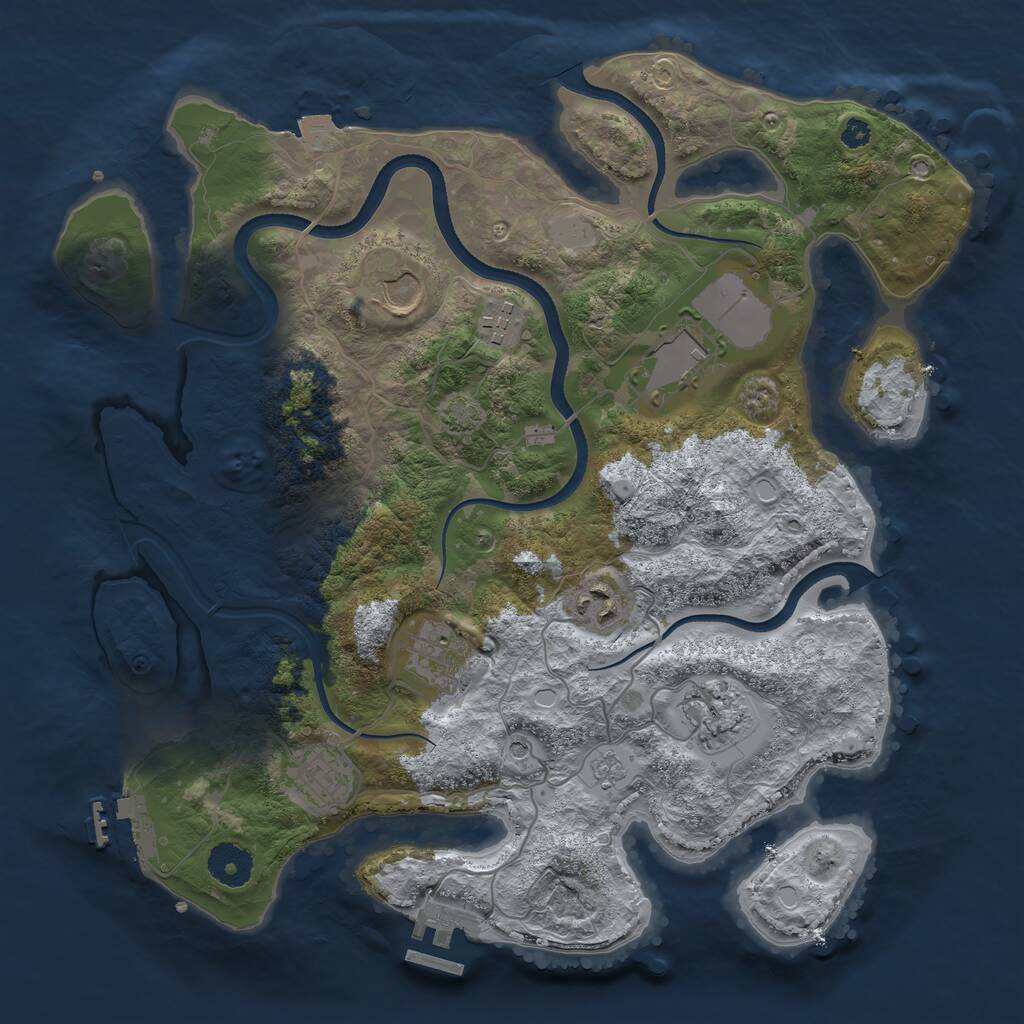 Rust Map: Procedural Map, Size: 3500, Seed: 12252987, 13 Monuments