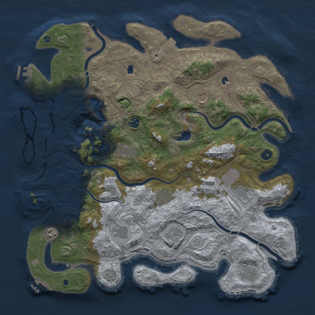Rust Map: Procedural Map, Size: 4500, Seed: 13637, 16 Monuments