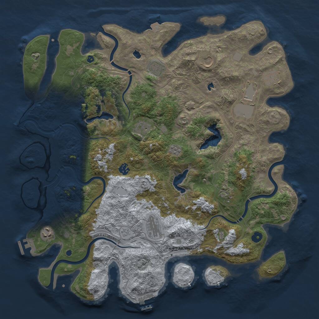 Rust Map: Procedural Map, Size: 4500, Seed: 919789815, 16 Monuments