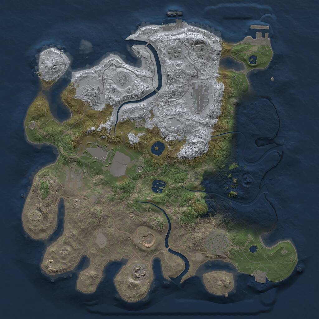 Rust Map: Procedural Map, Size: 3500, Seed: 1821174755, 15 Monuments