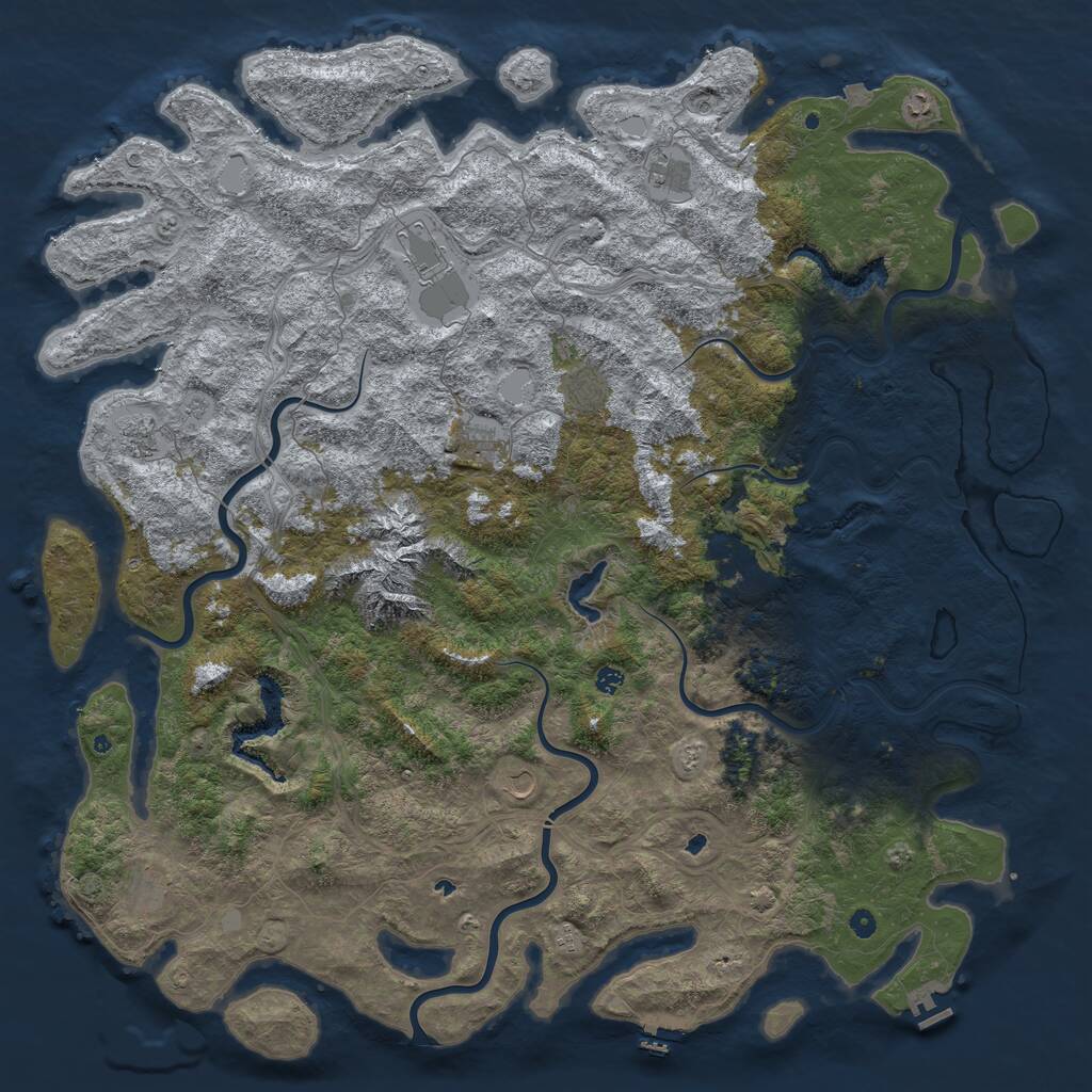 Rust Map: Procedural Map, Size: 6000, Seed: 1411898257, 17 Monuments