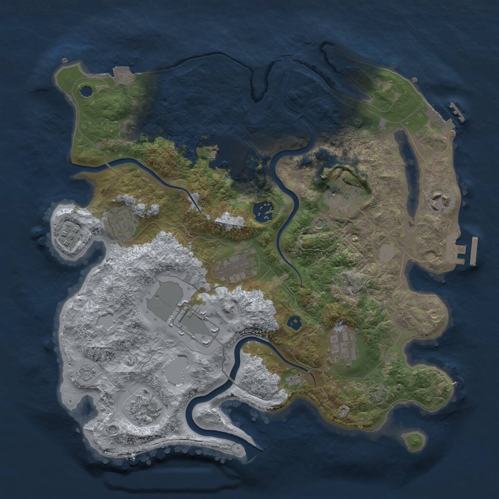 Rust Map: Procedural Map, Size: 3500, Seed: 3820, 16 Monuments