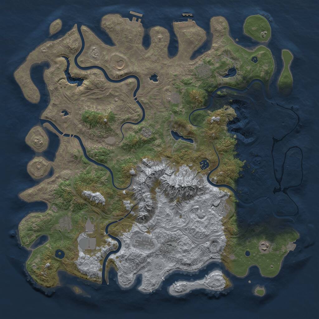 Rust Map: Procedural Map, Size: 5000, Seed: 14163132, 16 Monuments