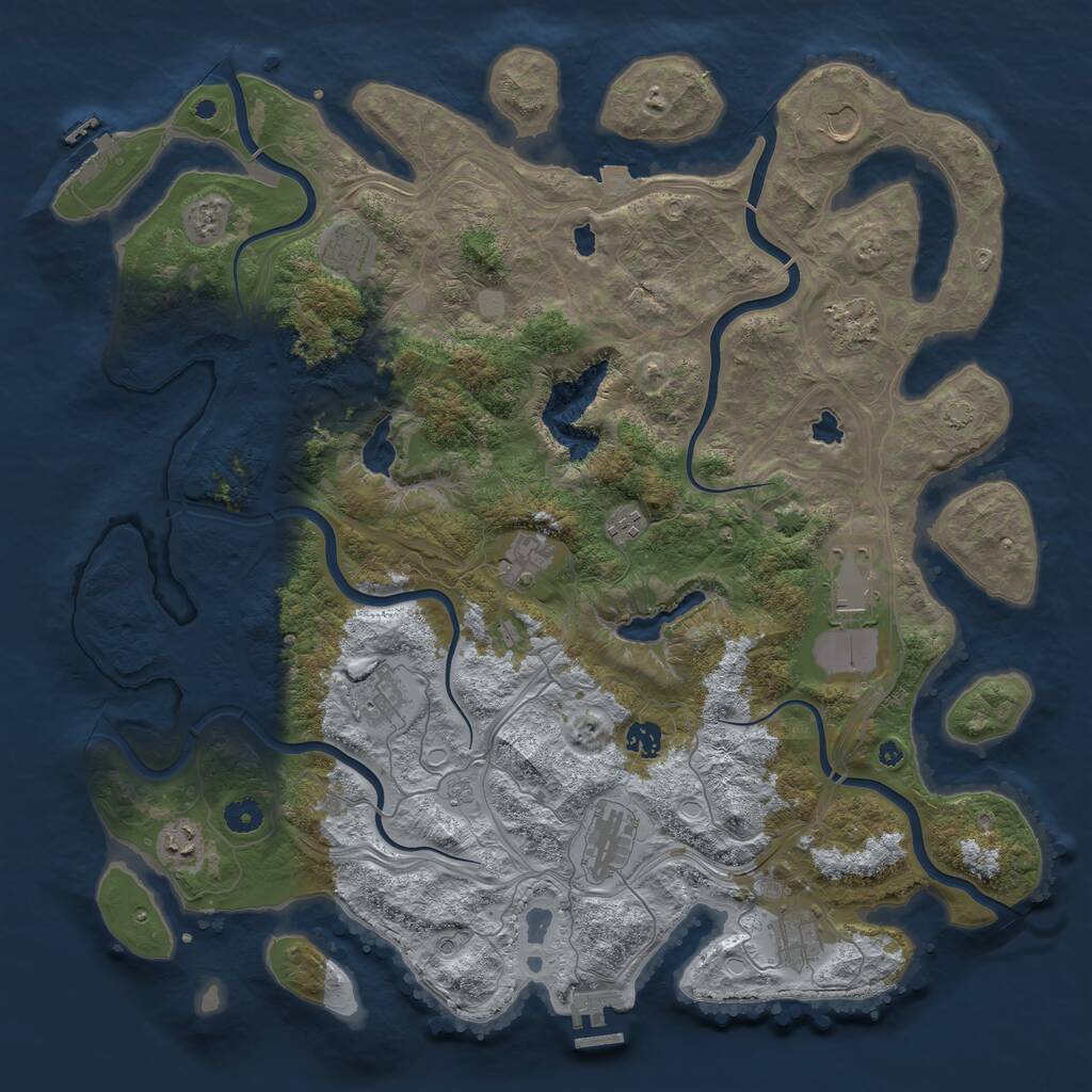 Rust Map: Procedural Map, Size: 4500, Seed: 76718493, 17 Monuments