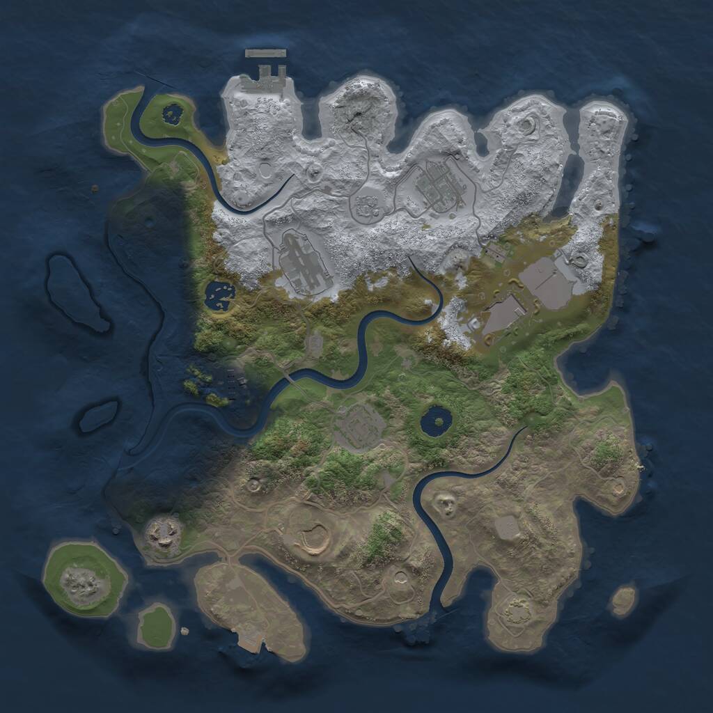 Rust Map: Procedural Map, Size: 3500, Seed: 217449371, 13 Monuments