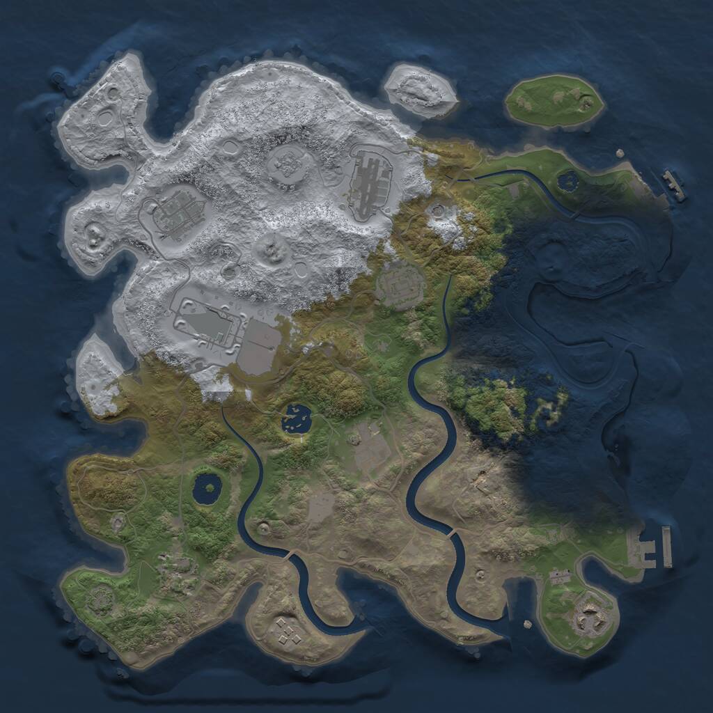 Rust Map: Procedural Map, Size: 3500, Seed: 390118904, 15 Monuments