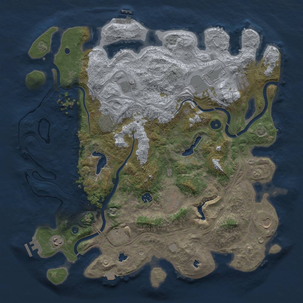 Rust Map: Procedural Map, Size: 4500, Seed: 45689756, 16 Monuments