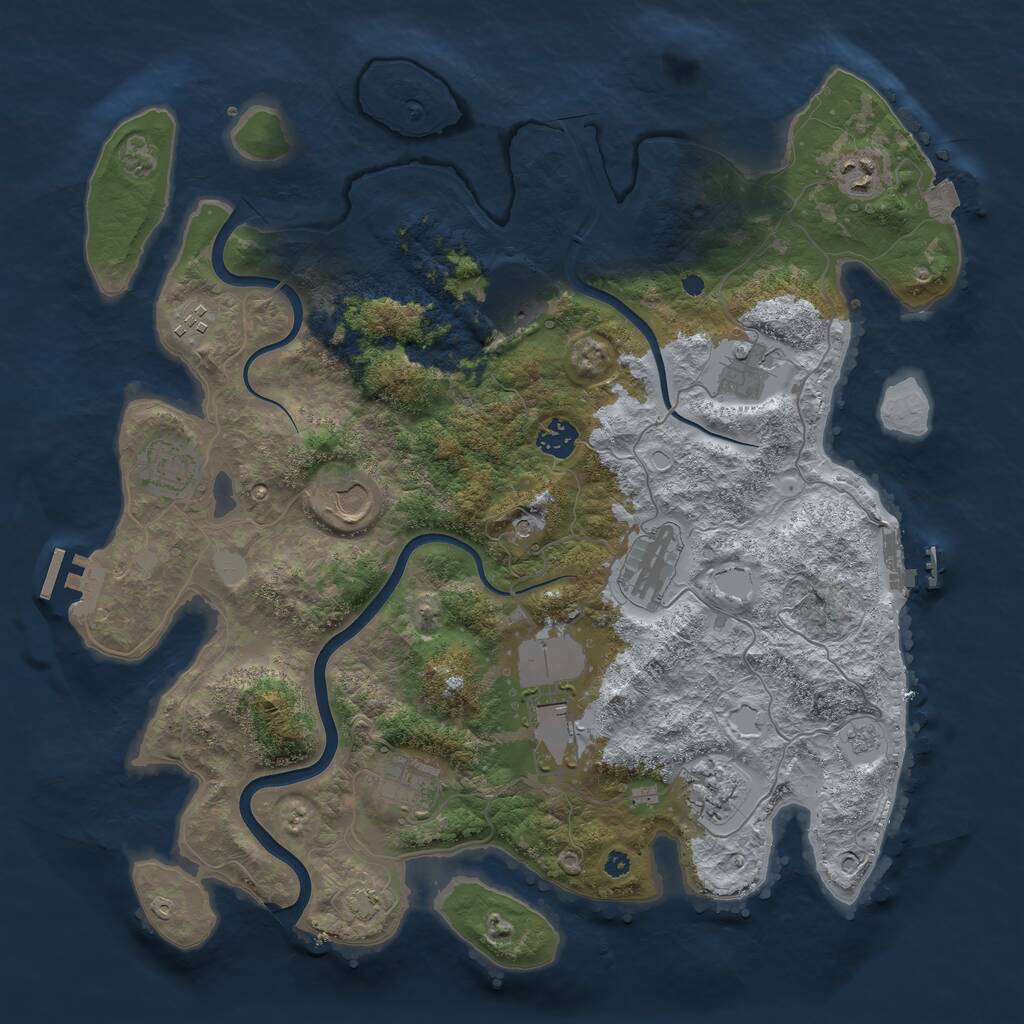 Rust Map: Procedural Map, Size: 3950, Seed: 712899, 17 Monuments