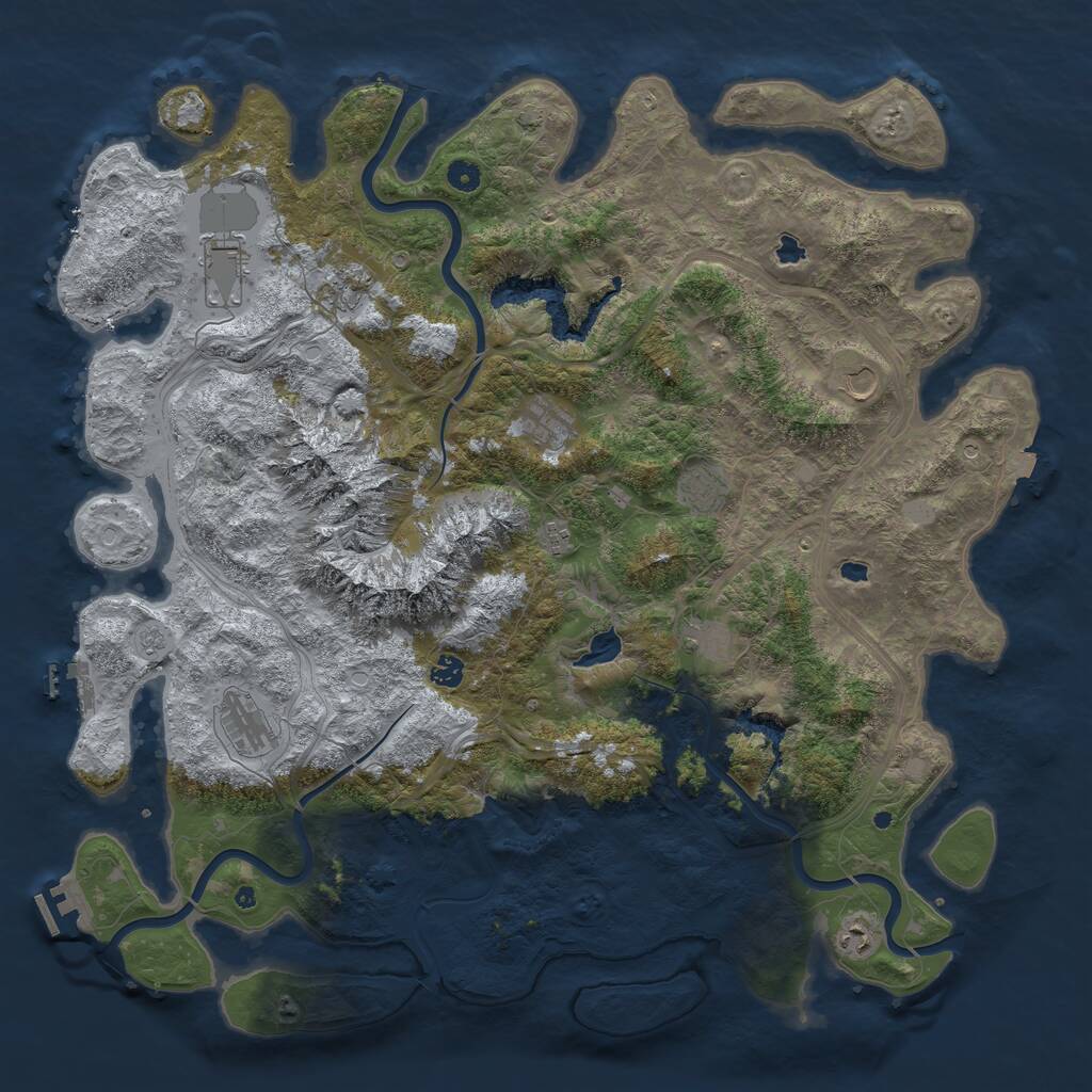 Rust Map: Procedural Map, Size: 5000, Seed: 315427940, 16 Monuments