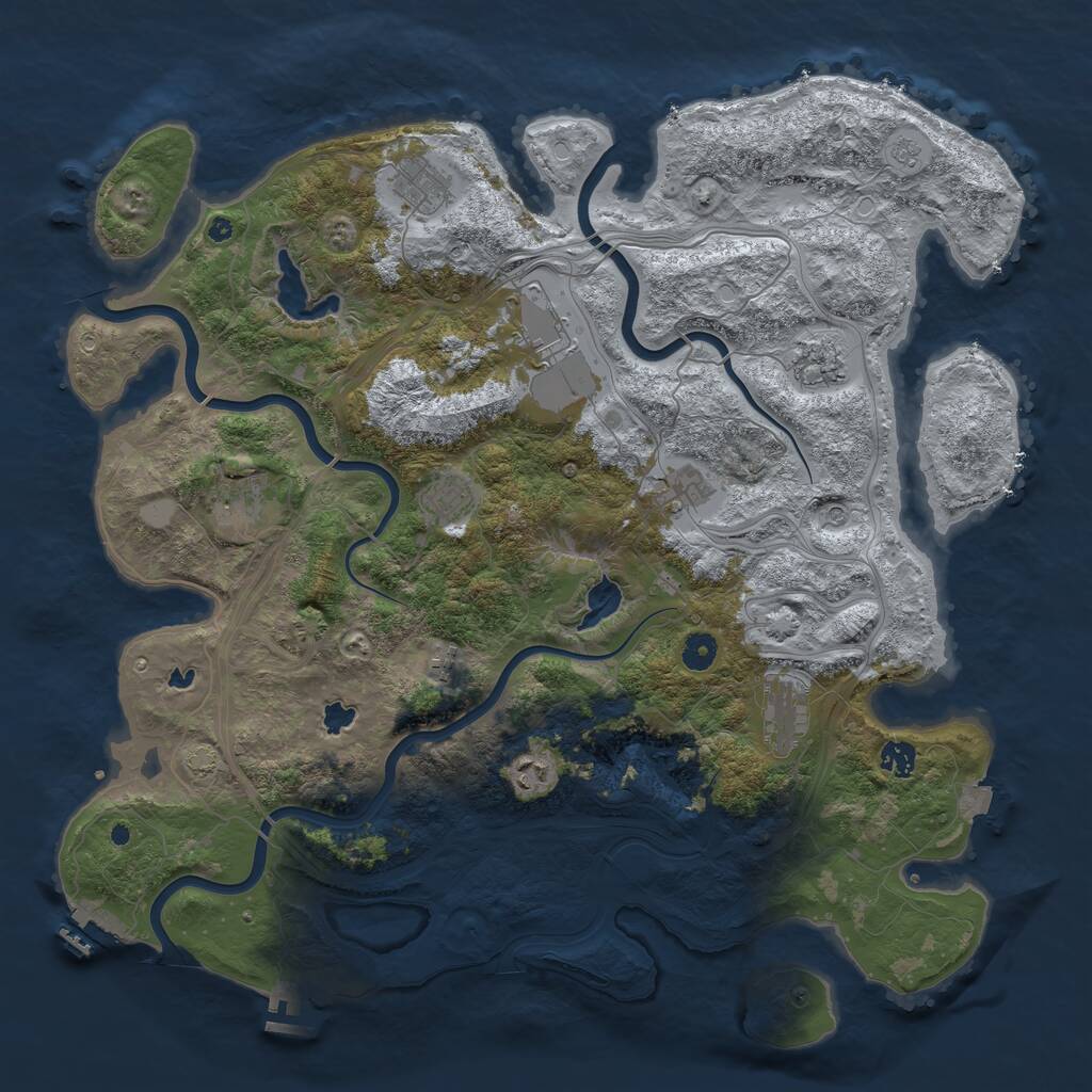 Rust Map: Procedural Map, Size: 4500, Seed: 708293842, 16 Monuments