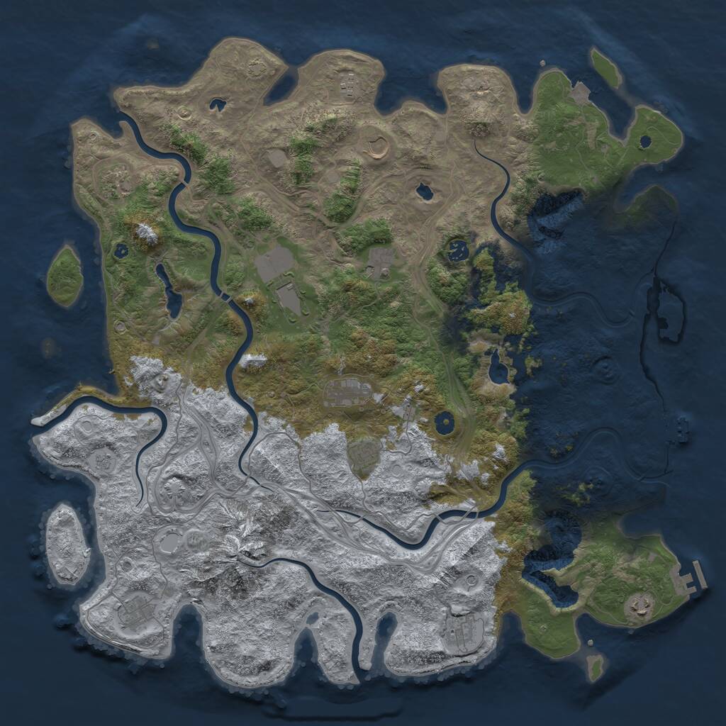Rust Map: Procedural Map, Size: 5000, Seed: 519977126, 17 Monuments