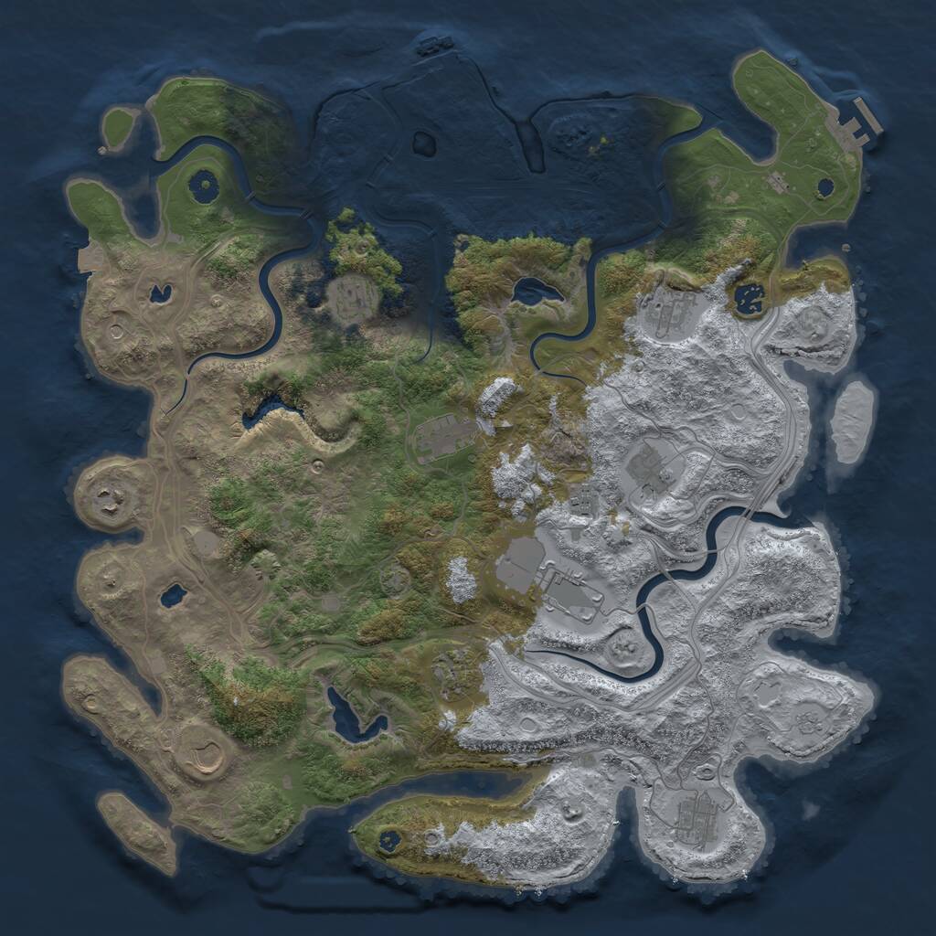 Rust Map: Procedural Map, Size: 4500, Seed: 1957369543, 17 Monuments