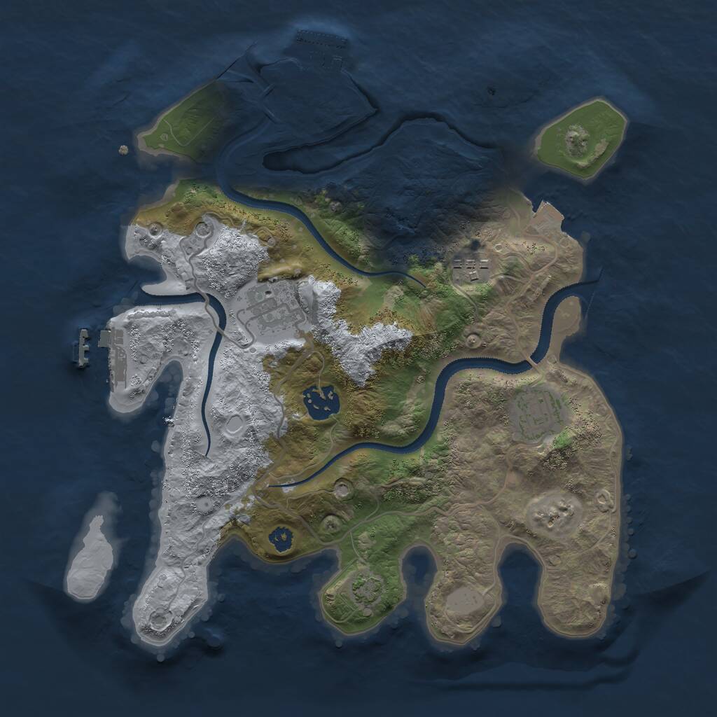 Rust Map: Procedural Map, Size: 3000, Seed: 487631101, 9 Monuments