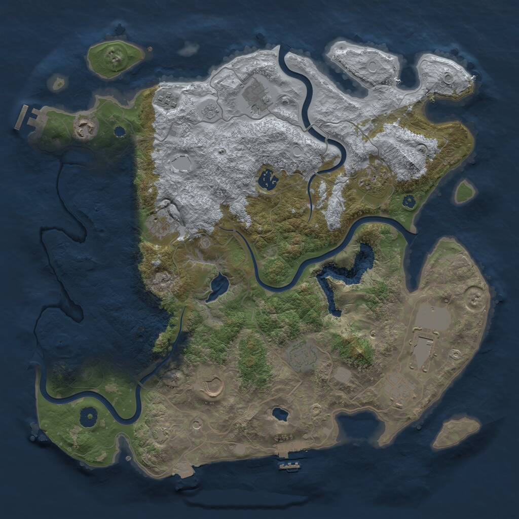 Rust Map: Procedural Map, Size: 4000, Seed: 2093294456, 16 Monuments