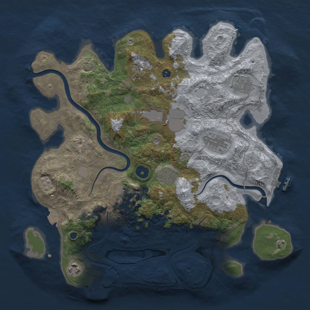 Rust Map: Procedural Map, Size: 3600, Seed: 19191, 14 Monuments
