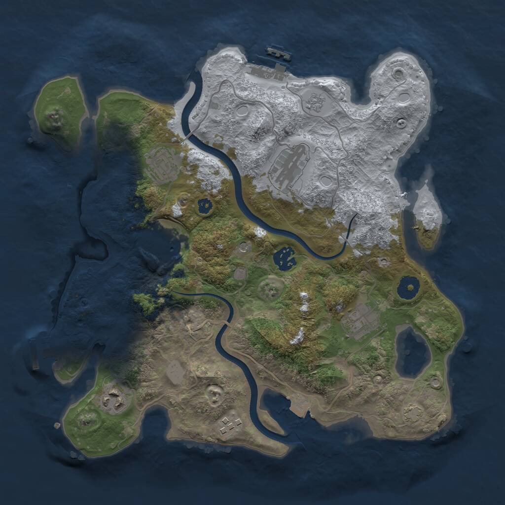 Rust Map: Procedural Map, Size: 3300, Seed: 1340555018, 13 Monuments