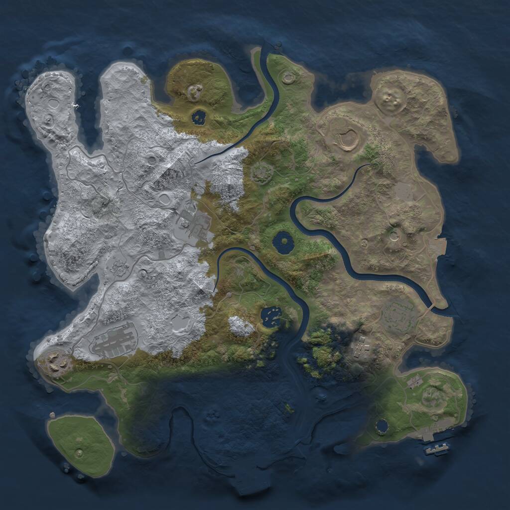 Rust Map: Procedural Map, Size: 3500, Seed: 45634636, 13 Monuments