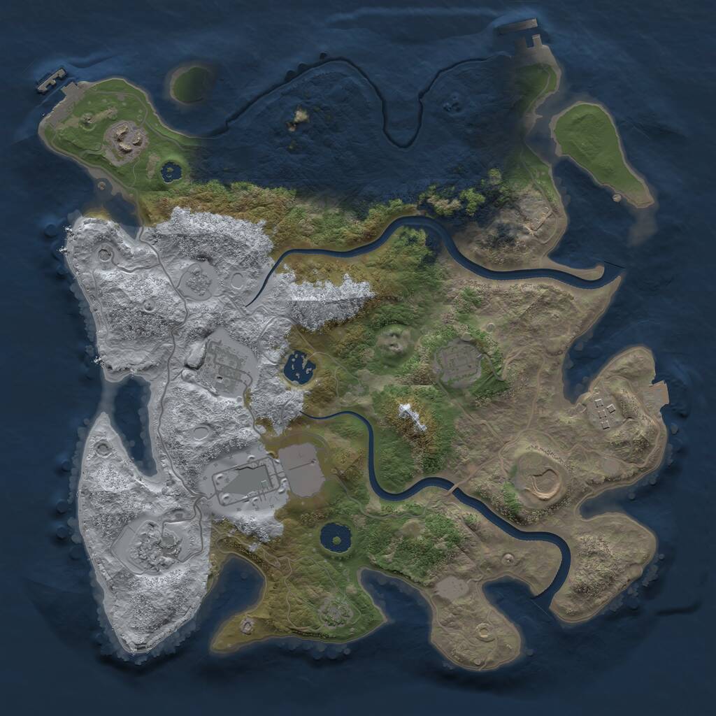 Rust Map: Procedural Map, Size: 3500, Seed: 59735, 14 Monuments