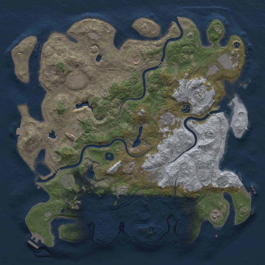 Rust Map: Procedural Map, Size: 4500, Seed: 681257967, 17 Monuments