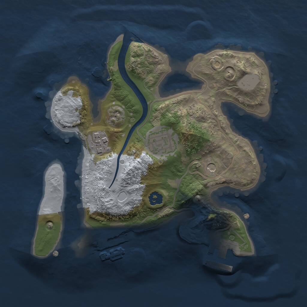 Rust Map: Procedural Map, Size: 2200, Seed: 58291, 6 Monuments