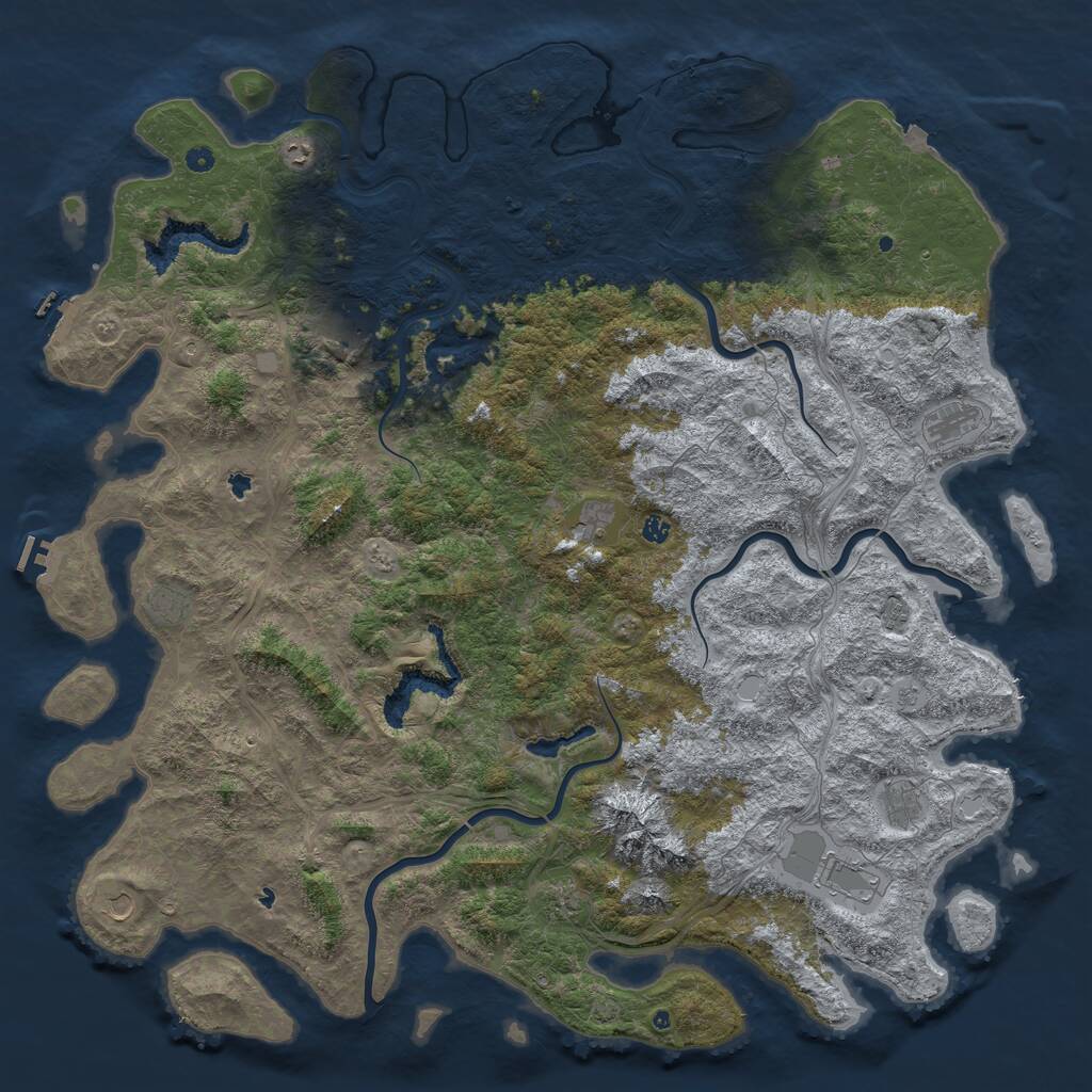 Rust Map: Procedural Map, Size: 6000, Seed: 1069599519, 17 Monuments