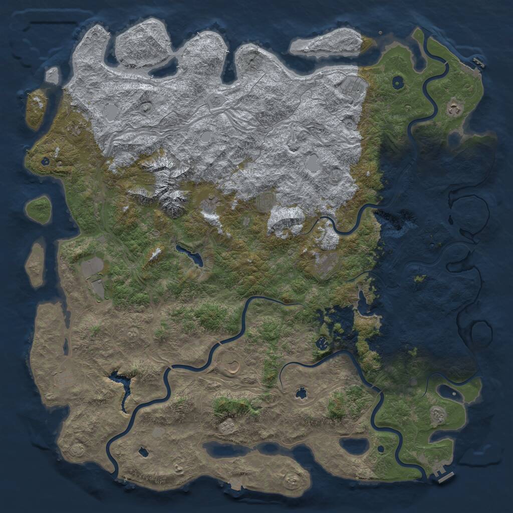 Rust Map: Procedural Map, Size: 6000, Seed: 2083191942, 17 Monuments